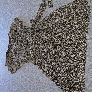 MSK Women's Short Sleeve Leaf Fit + Flare Dress Black Size 12 NWOT